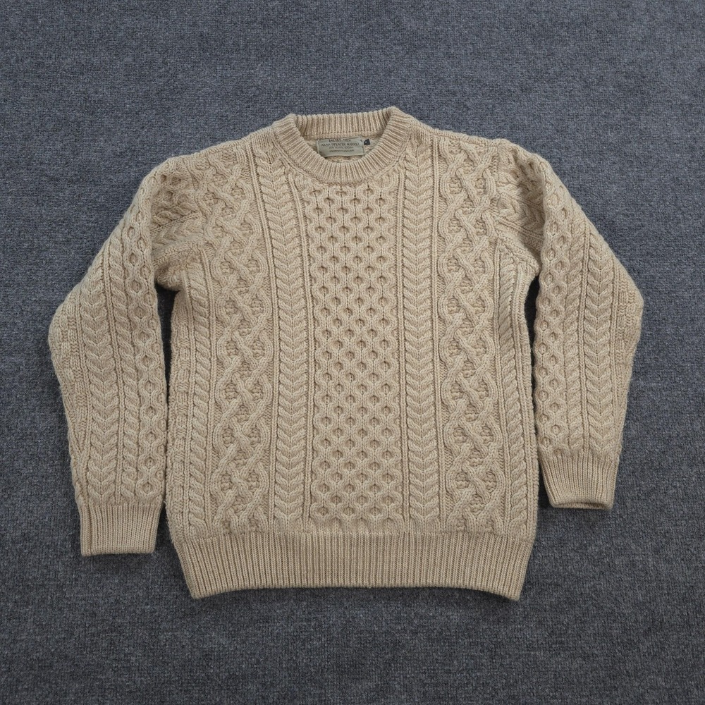Aran Sweater Market Sweater Womens S Beige Merino Wool Cable Knit Crew Ireland